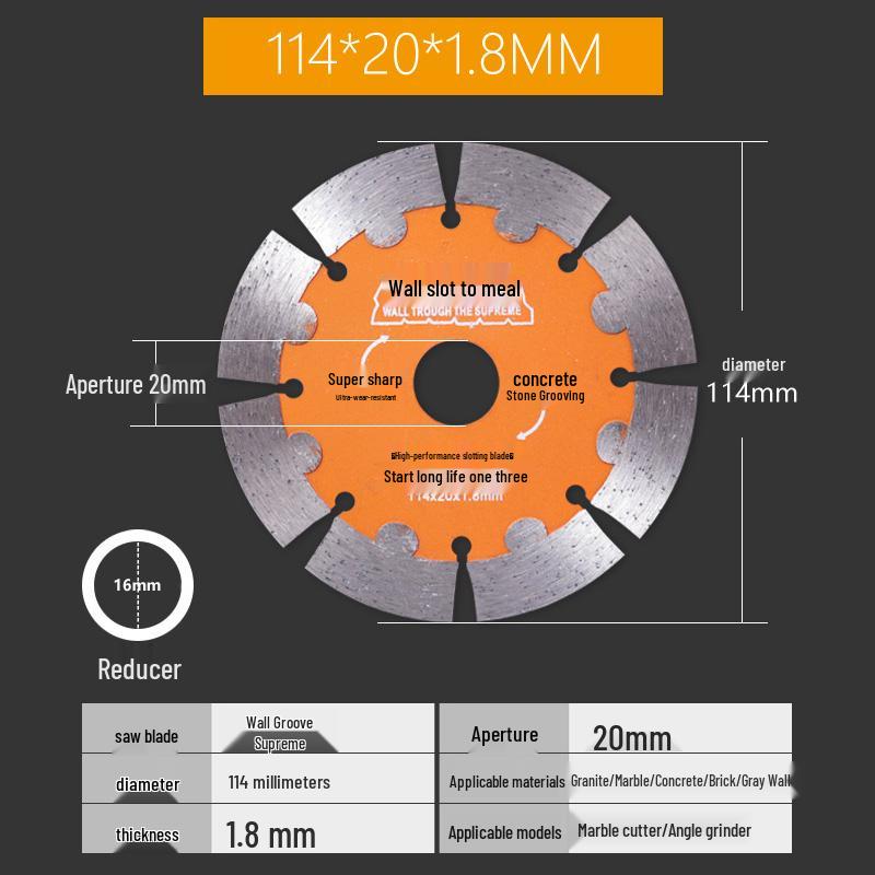 Diamond Grooving Blade: Concrete Cutter for Angle Grinders - Ideal for Dry Cutting Stone, Red Brick, Cement, and for Wall Grooving In Plumbing Work.