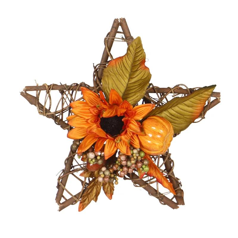 

Wooden Sunflower Autumn Color Pendant Sunflower Pumpkin Autumn Color Decoration Sunflower Pumpkin Decoration Wall Mount A