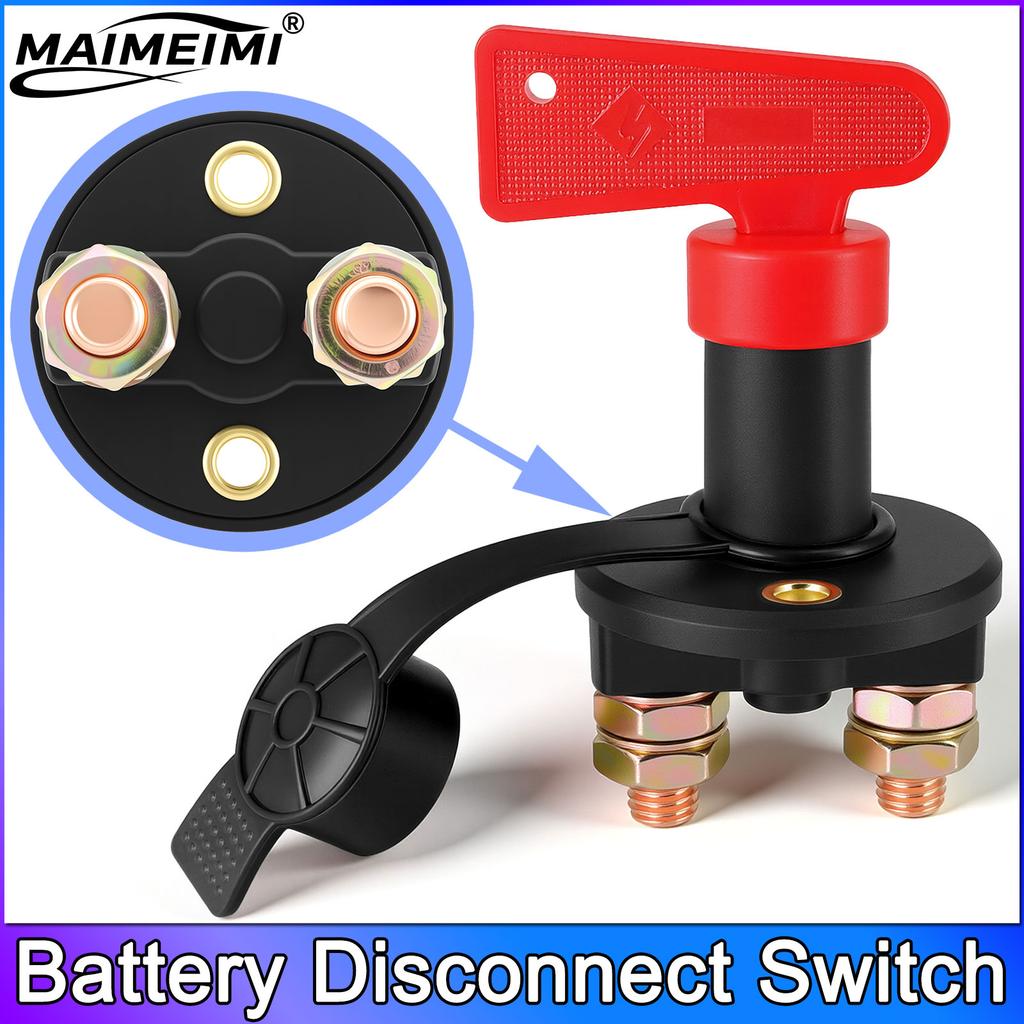AD 1pc Car Battery Switch Disconnecter Power Isolator Cut Off Rally Switch Kit  With Removable Key For Car Motorcycle Truck Boat