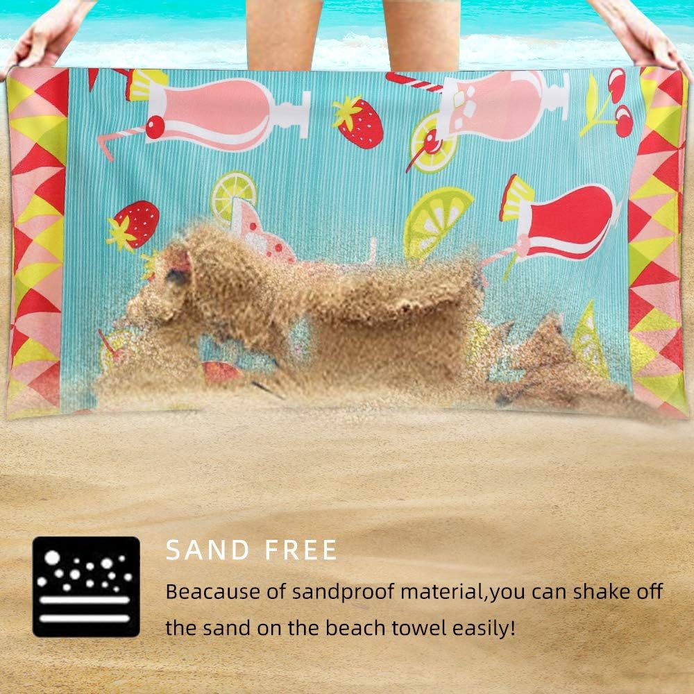 Beach Towel Microfiber Beach Towels Sand Free Quick Dry Lightweight Cute Fruit Travel Towels Beach Towels for Kids Women Men