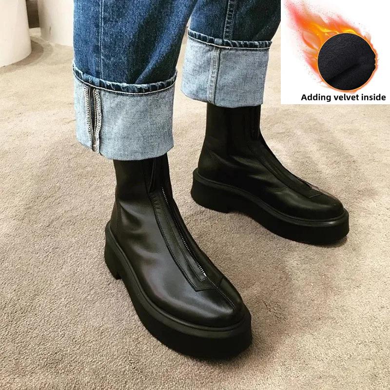 Fashion Fashion Punk Style Women Zipper Modern Casual  Ankle Boots Platform Thick Heels Short Booties Casual Autumn Winter Ladies Shoes