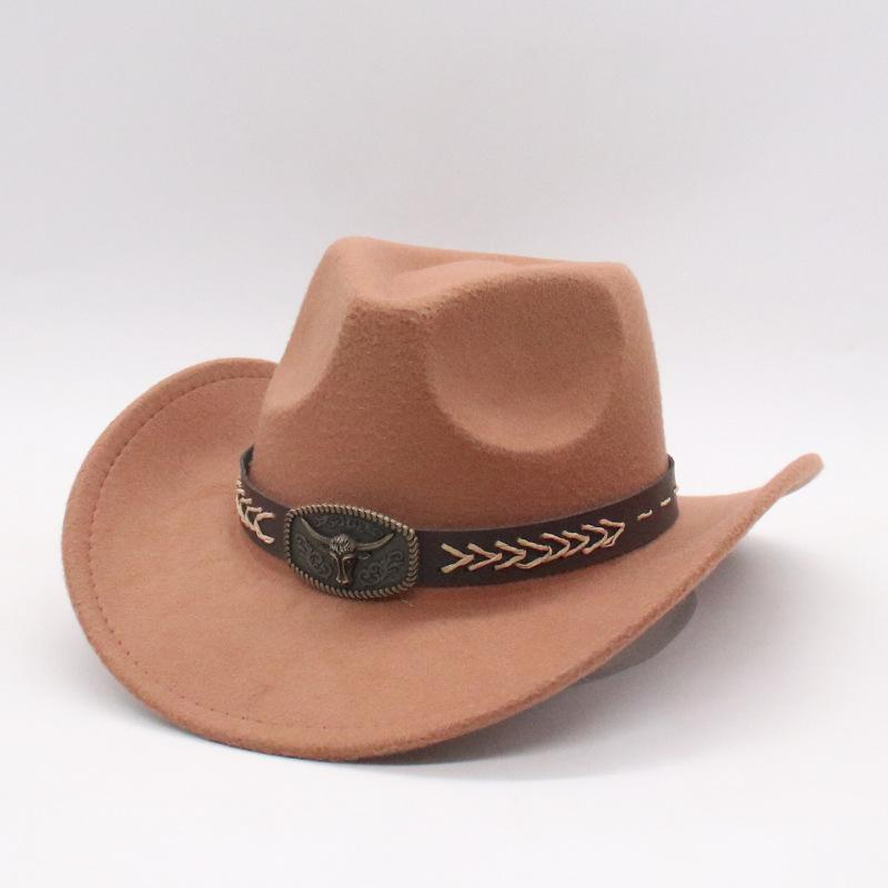 Bull Head Accessories, Western Woolen Outdoor Sunshade Knight Hat, Cowboy Hat, Men'S And Women'S Curved-Brimmed Jazz Hat