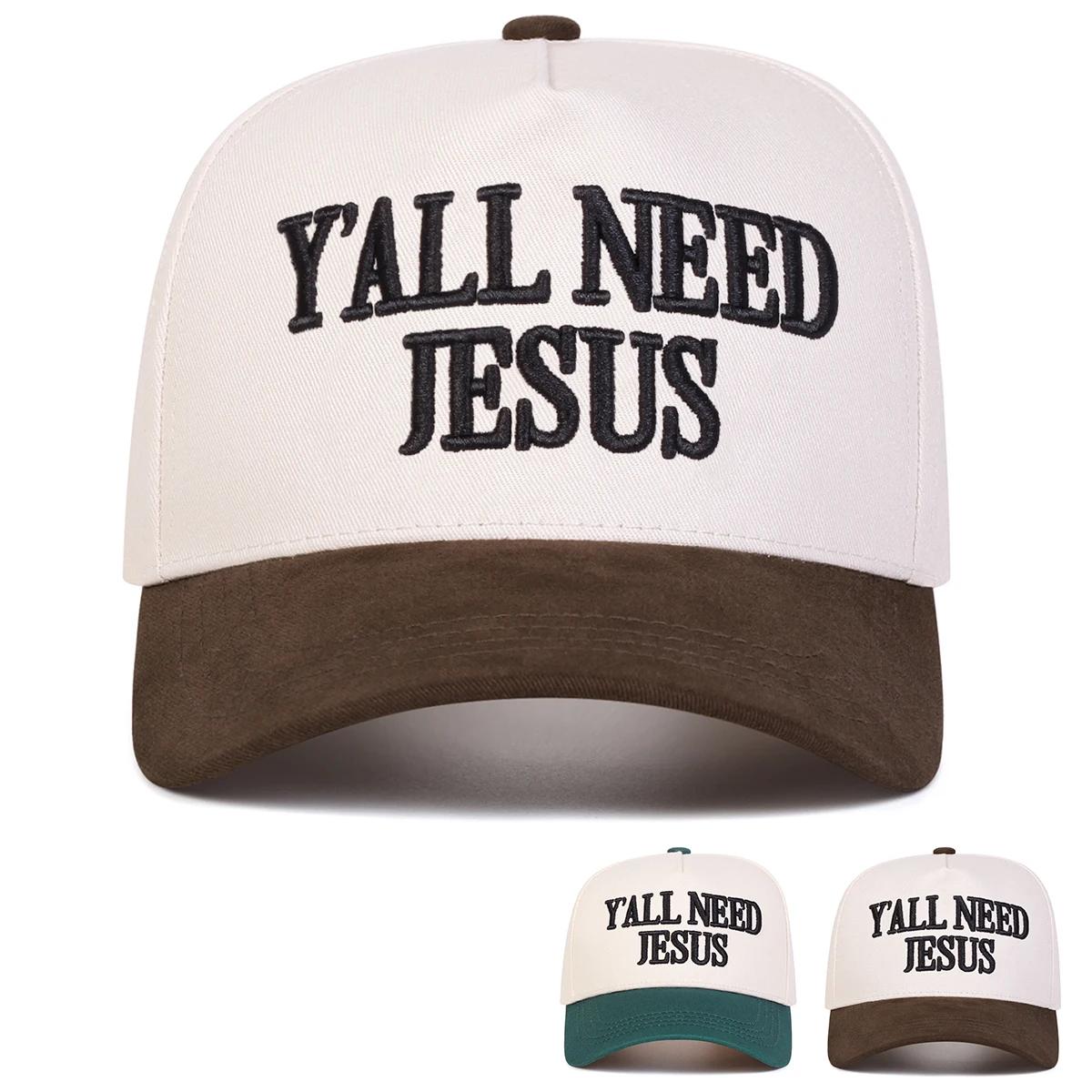 Yiran Bag Women's Unisex Y'all Need Jesus Letter Embroidery Baseball Caps Spring Autumn Outdoor Adjustable Casual Hats Sunscreen Hat Sports Cap