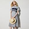 Chuyu Women's Color-Block Stripe Polo Long Dress