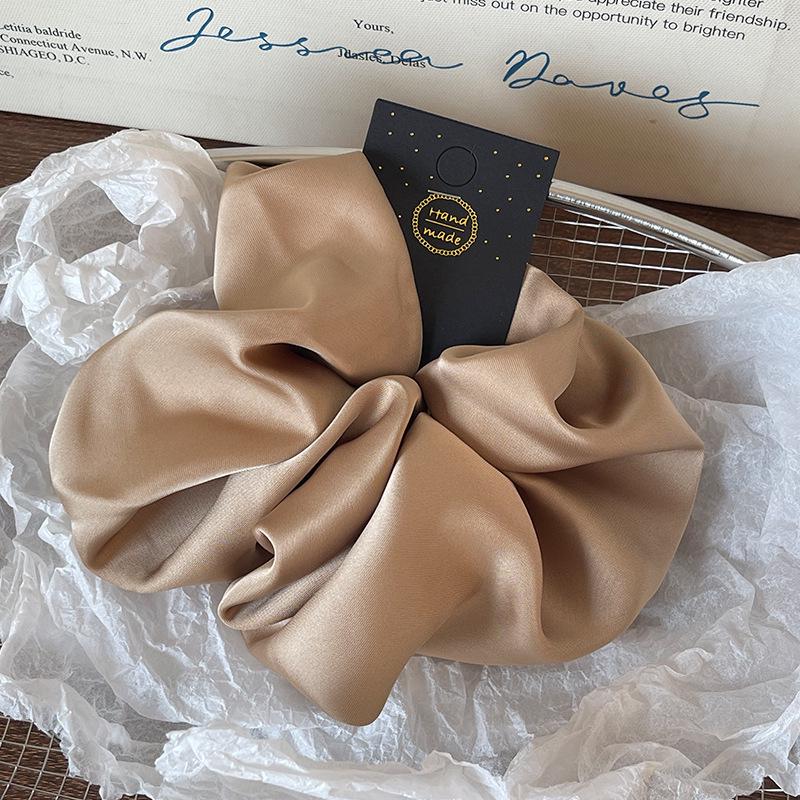 Elegant Retro Silk Satin Large Scrunchie - Solid Color Hair Tie