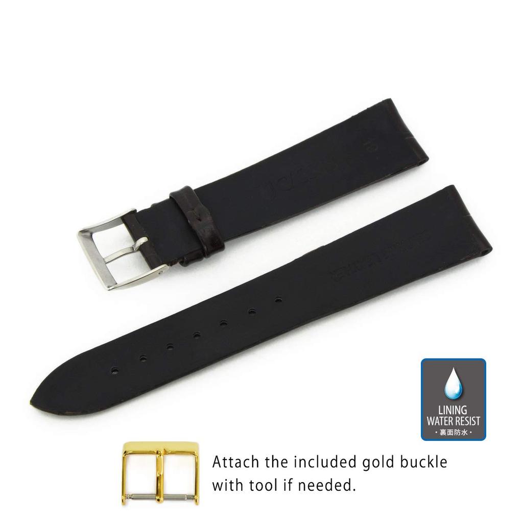 CASSIS Calfskin Watch Strap, Waterproof Backing, MULHOUSE Series, 19mm, Dark Brown, with Replacement Tool, U0040656034019
