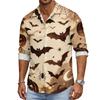 Men's Loose Fit Long Sleeve Collared Shirt Vintage Casual Breathable Button Down Shirt for Autumn Spring Daily Outdoor Workwear