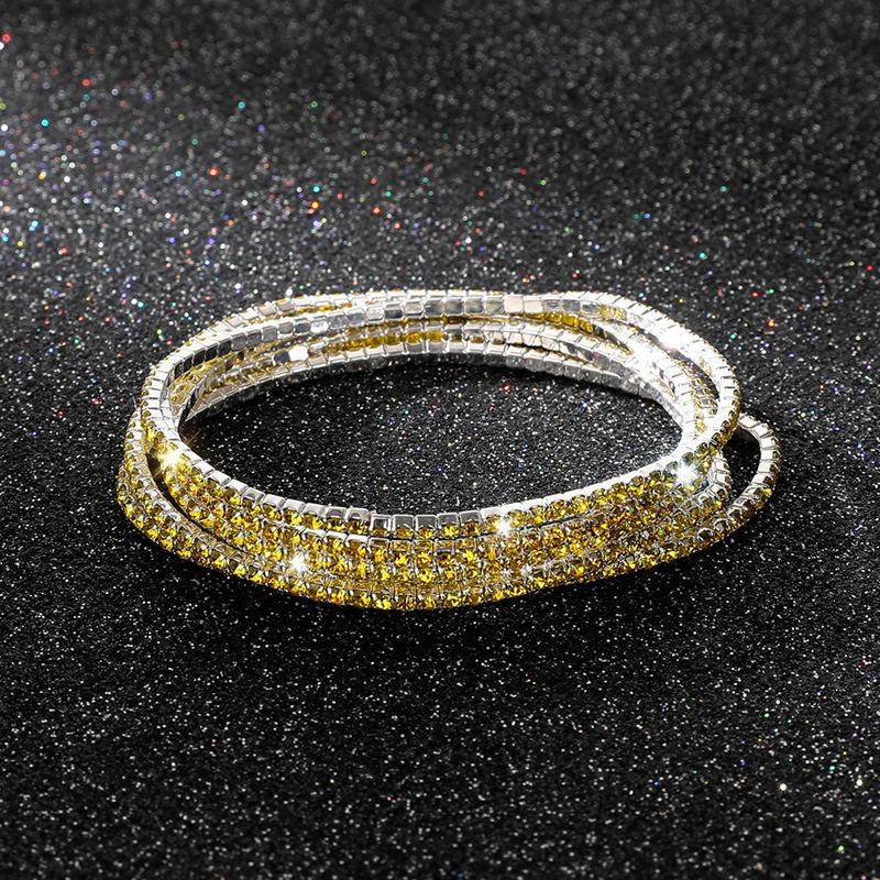 Diamond Elastic Bracelet 2mm Single Row Color Rhinestone Bracelet Women's Bracelet Women's Grab Chain Full Diamond Jewelry