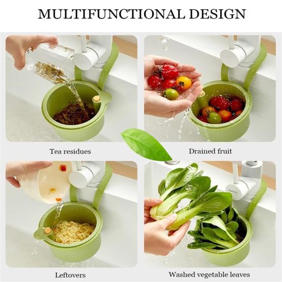 2Pcs Drain Basket Kitchen Sink Filter Rack Hands-Free Food Waste Efficient Drainage Clog Prevention Sink Filter Basket