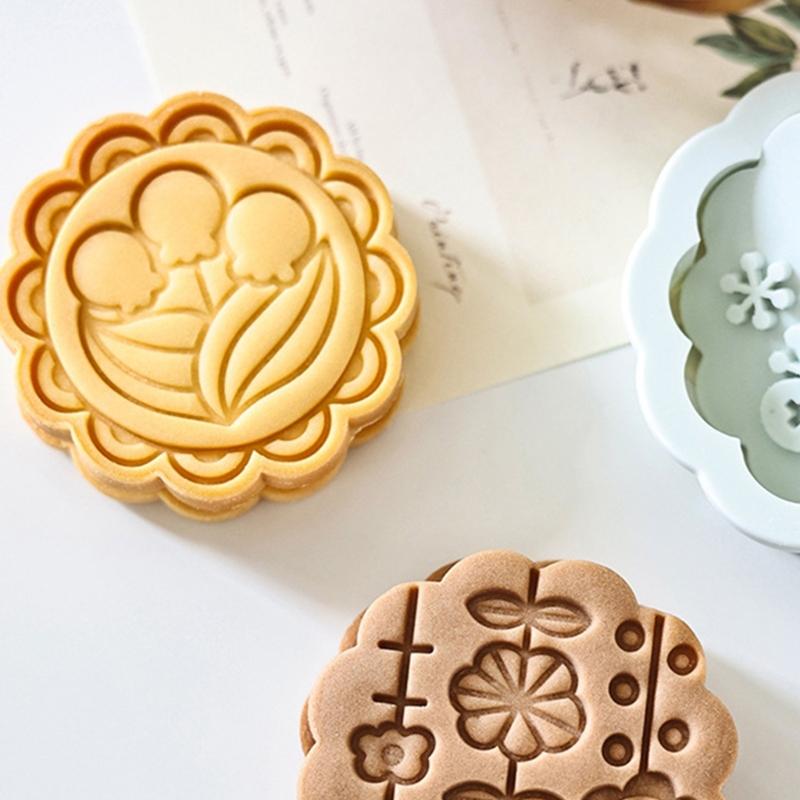8PCS Flower Shape Cookie Molds Manual Press Cake Moulds Convenient Biscuit Dessert Making Tool for Baking Enthusiasts