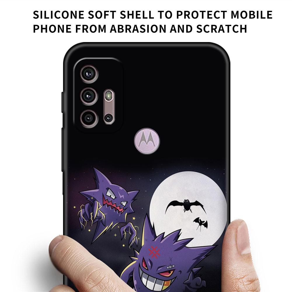 Süße Pokemon Gengar Hülle für Motorola G30 G60 G22 G9 Play G82 G52 G8 G9 G50 One Fusion Edge 20 Schwarz Soft Phone Capas Silikon