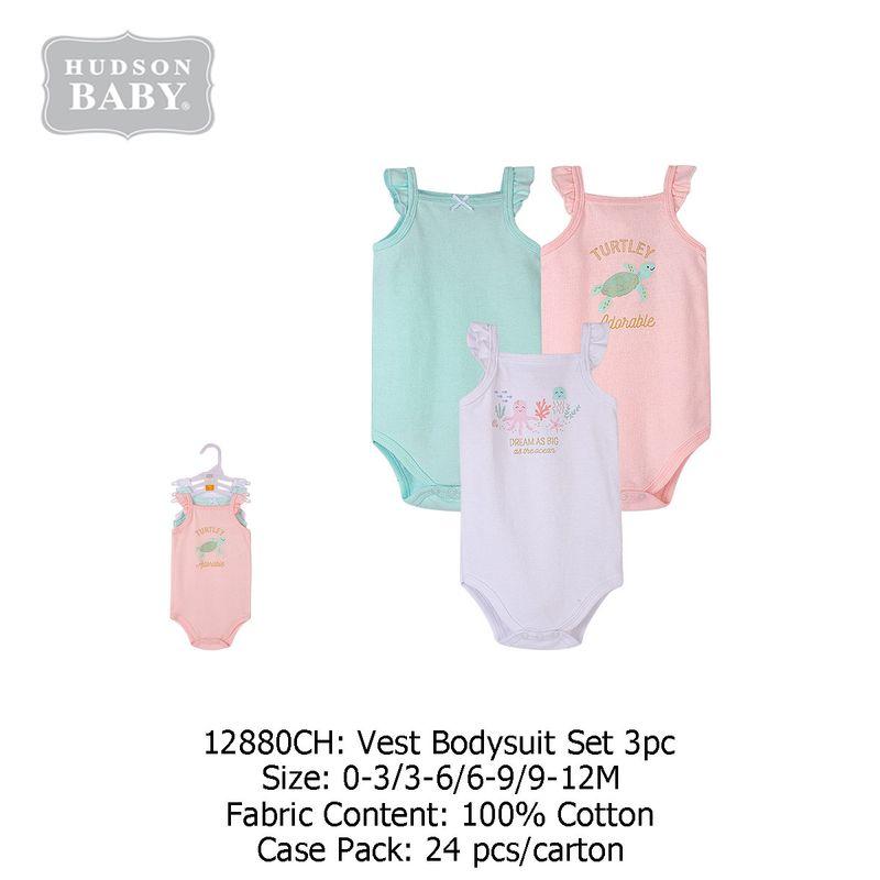 Hudson Baby Baby Pure Cotton Baby Girl Onesie Romper Sleeveless Sling One-Piece Romper Newborn Gift Pink Little Octopus 3-Piece Set 3-6 Months