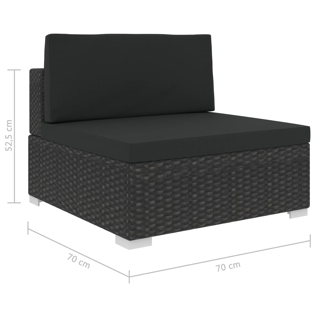 8 piece Garden Lounge Set with Cushions Poly Rattan Black