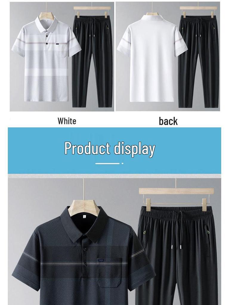 Summer 2024 Father's Day Polo Set for Middle-Aged Men - Short-Sleeve Sportswear for Dad (50-60 Years)
