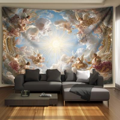VIKAMA Klassischer Engel Himmel Wandteppich Barock Religiöse Kunst Hintergrund Buo Stil Leichter Luxus Stil Wohnzimmer Dekoration