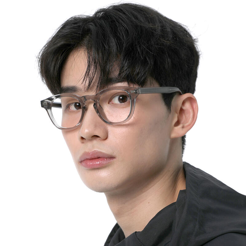 SBKA Ted2-C02 Round Horn-Rimmed Glasses (Blue Light Blocking)