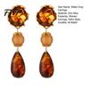 Long-lasting Diamond Setting Water Drop Earrings, with Amber Gradient Design, Durable Earrings Alloy Retro Elegant Style Jewelry