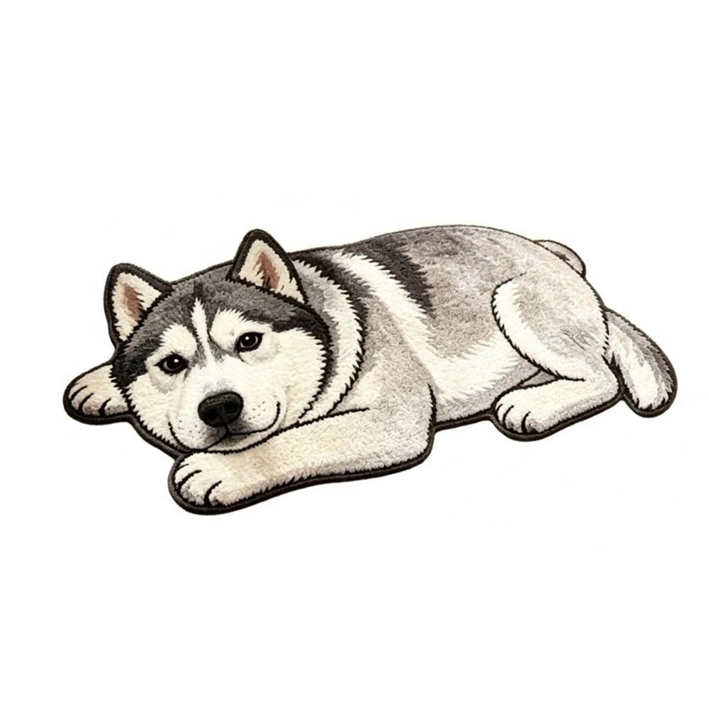 Soft Cartoon Animal Carpet Water Absorption Bedroom Bedside Mat Fun Dog-Shaped Rug Home Decoration