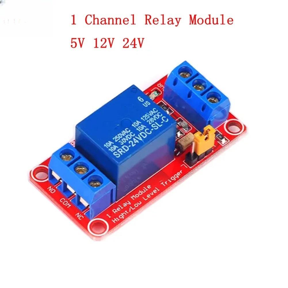 1-Channel DC Relay Module with Optocoupler Isolation for 5V 12V 24V Control Lines in Robotics and IoT Device Control