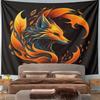"Vibrant Fiery Fox with Abstract Leaves" Pattern Wall Hanging Tapestry Decorative Tapestry Home Decor for Bedroom and Living Room