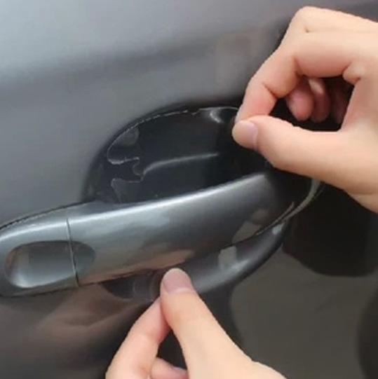 4ks/sada Nálepka na dveře auta Odolný kryt proti poškrábání z uhlíkových vláken Ochranná fólie na automatickou rukojeť Vnější styling Příslušenství do auta
