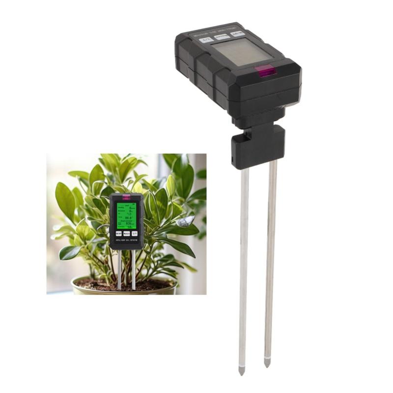 Digital Soil Tester 6 In 1 Soil Humidity PH Fertility Temperature Sunlight Ambient Humidity Meter With Backlight For Garden Lawn