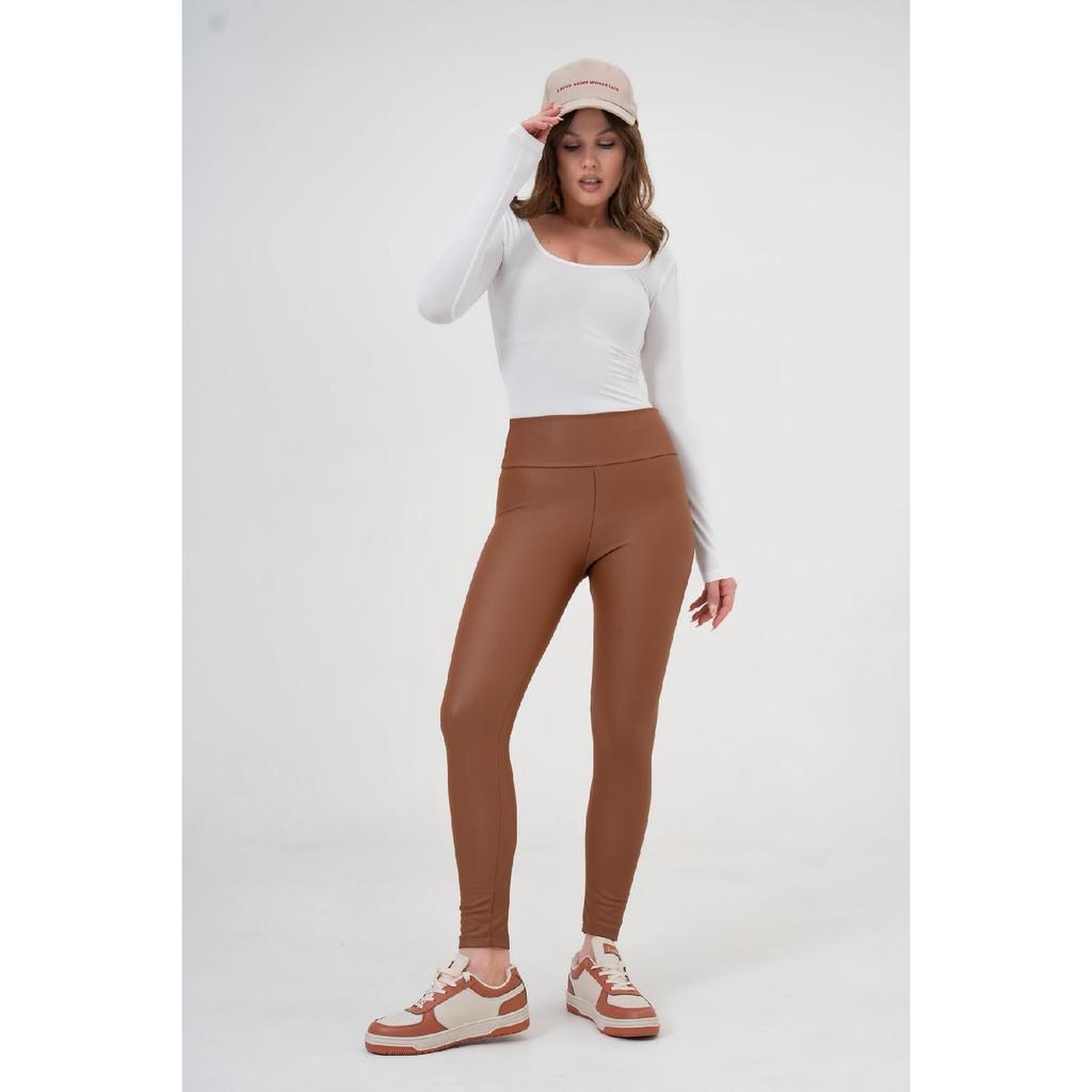 Schwarze Leggings aus mattem Lycra-Leder mit breitem Gürtel, 26269/1209