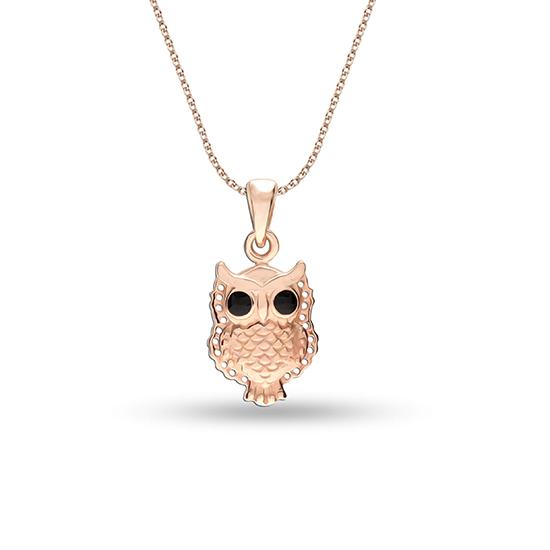 LeCalla S925 Sterling Silver Jewelry Rose Gold-Plated Owl Pendant Necklace for Teen Women 19” Chain