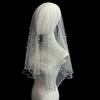 Wedding Veil Beaded Studded Pearls Encrusted Veil Bride Hair Accessoies Sheer