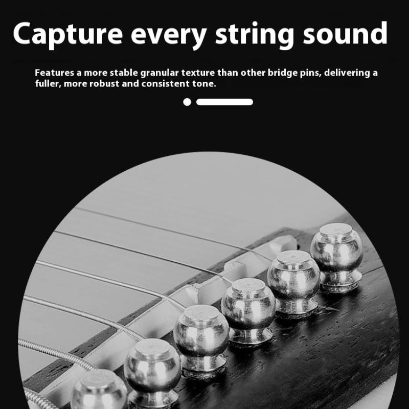 6Pcs Guitar Strings Nail Metal Acoustic Guitar Bridge Pins Brass Fixed Cone Pins String Nut Nails For Guitar Parts Replacement