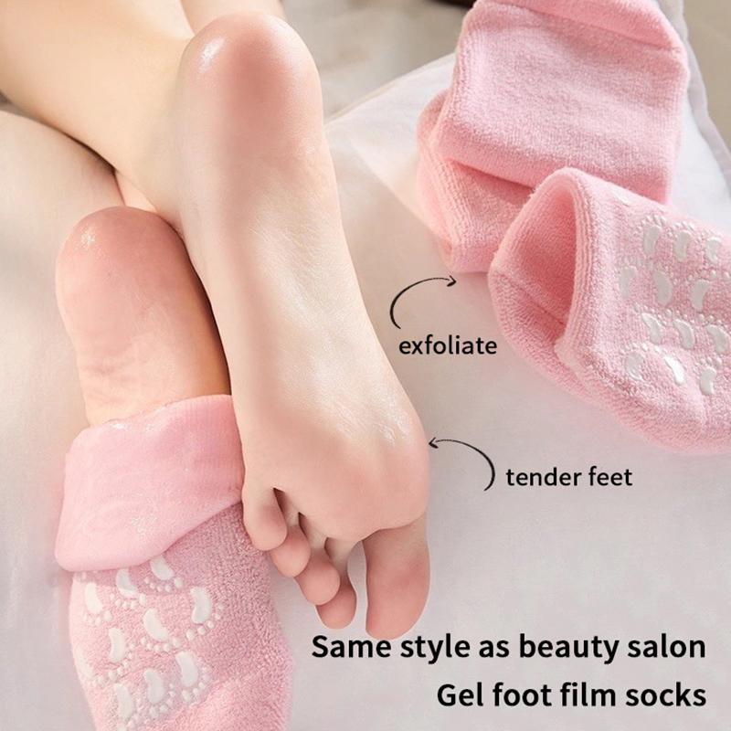 1Pair Multi Colored Essential Oil Moisturizing Socks Gloves For Dry Cracked Feet Nourishing Skin Lubricating Foot Care Massage