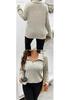 2026 Autumn/Winter Plus Size Women's V-Neck Long Sleeve Ribbed Brushed Loose Top