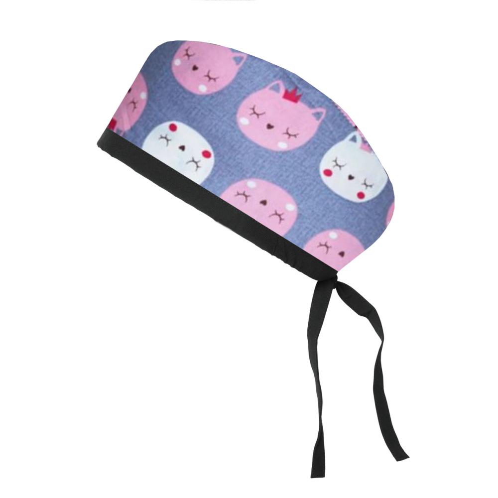 Adjustable Cotton Surgical Cap with Cartoon Print for Women and Men
