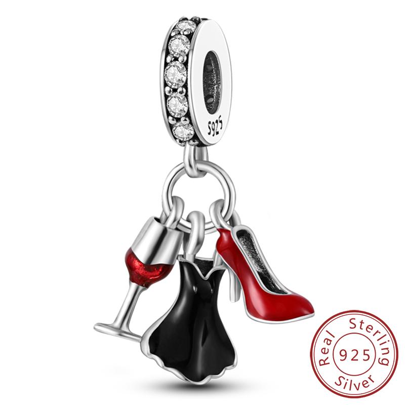 Fit Original Copper Charms Beads Wine Glass Coffee Cup Charms Pendant For Women Bracelet Charms Diy Jewelry Gift