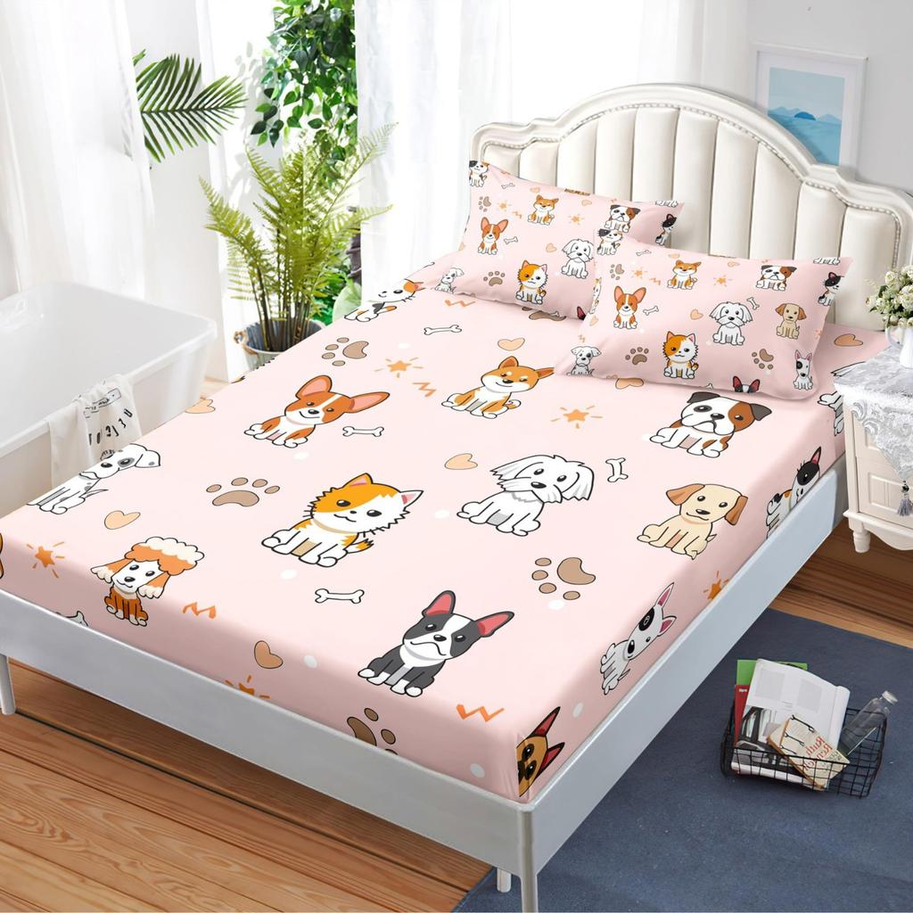 Dog Animal Pattern Bed Hat Three-Piece Digital Printing Bedding Bed Hat Three-Piece Set Children And Adults
