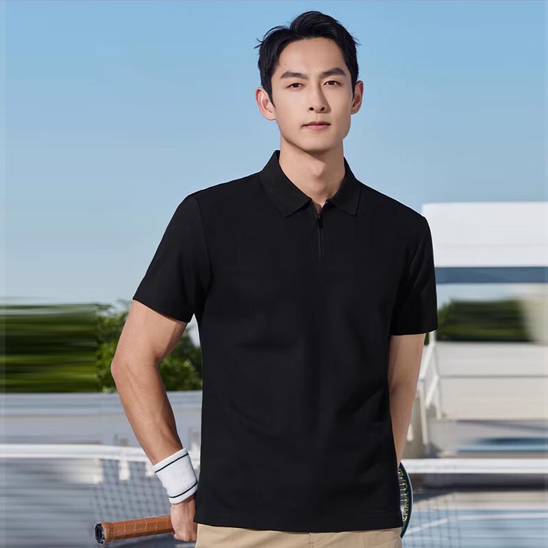 JDST online Heren Polo Shirt met Korte Mouwen van Zijdeblend - Koelend M/170 zwart