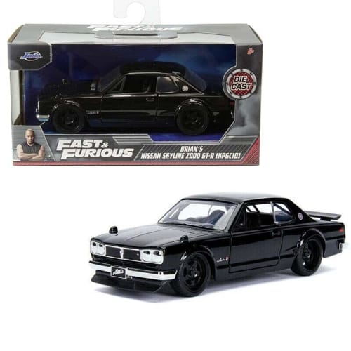 JADA TOYS 1/32 Scale Fast and Furious Nissan Skyline 2000 GT-R 1971 Black Brian Diecast Model Car