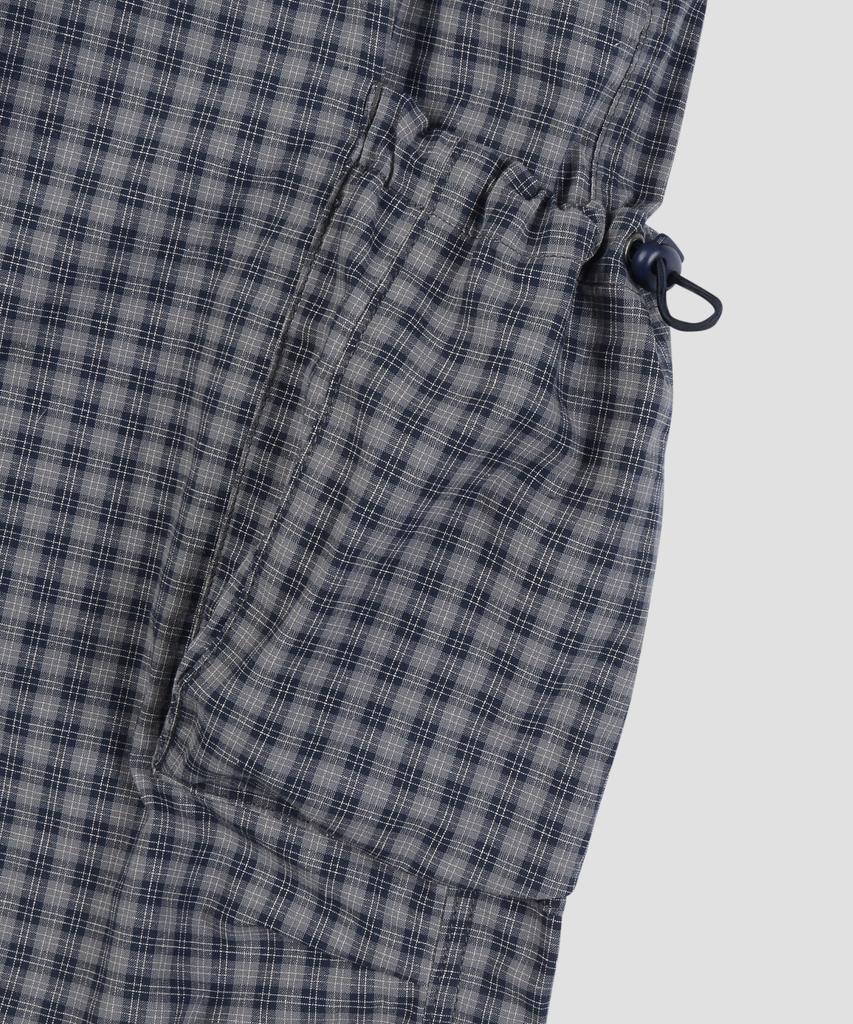 Beodeonteu Check String Cargo Elastic Pants [Navy]