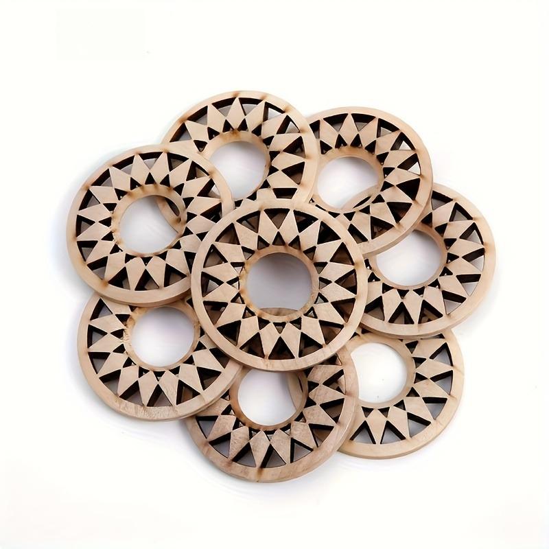 Crystal Ball Display Stand - Sacred Geometric Sphere Stand with Concentric Circular Cuts, Natural Wood Base for Home Decoration