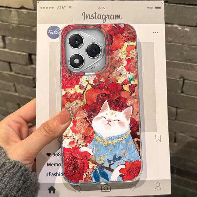 

Luxury Flowers Lucky Cat Girls Case For Honor 400 Pro X9c Magic7 Magic6 200 Lite Smart X9a X8a X8b X8c X7c X7b X8 Fundas Cover Honor 400 Pro білий