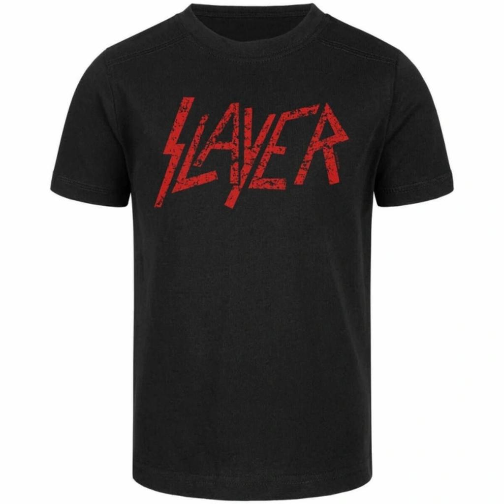 Slayer Logo Inspirierendes Print T-Shirt Lässiger Streetstyle Baumwoll-T-Shirt Geeignet für Metal-Fans