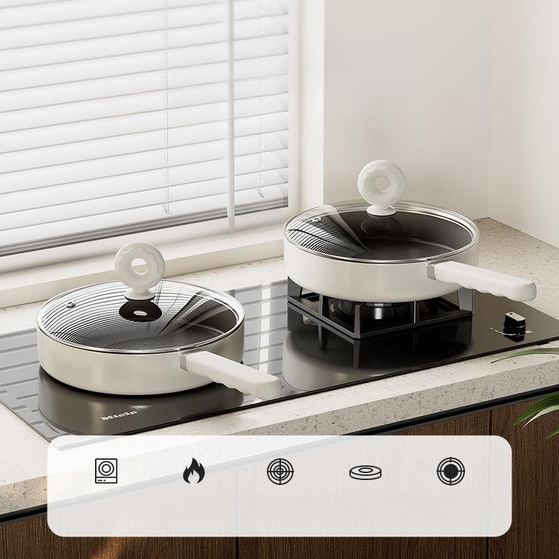 Thickened Uncoated Flat Bottomed Frying Pan Kitchen Dual-use Frying Pan Non Stick Frying Pan Vegetable Frying Pan Electric Gas Universal Pot