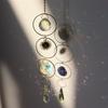 Wind Chime Suncatcher Star Moon, Colorful Beads Plated Hanging Pendant for Garden Decor