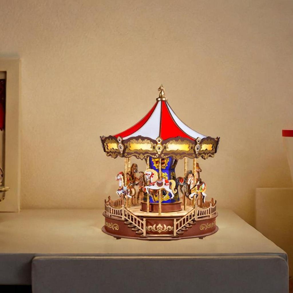 Musikalisk karusell musiklåda med ljus multifunktionell vacker bordsdekoration för mamma, flickor, kvinnor, dotter semesterpresenter