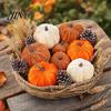 Halloween Party Decoration Ideas Small Velvet Pumpkin Thanksgiving Table Centerpiece, Soft Reusable Decor Items Stuffed for Fall Harvest Farmhouse