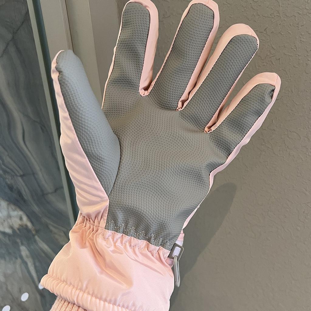 White Cute Bear Ski Gloves Winter Women's Warm and Velvet Thickened Outdoor Windproof and Cold Proof Riding Touch Screen Trend