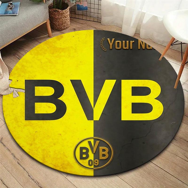 Borussia Custom Name Round Area Rug,Carpet Rug for Living Room Bedroom Sofa Playroom Decor,Non-slip Floor Mat