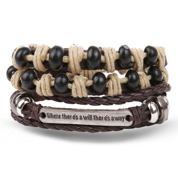 One Piece Vintage Flower Bracelet and Bangles Bohemian Style Multi-Layered Leather Bracelet Women Men Wrap Women Punk Jewelry Gift