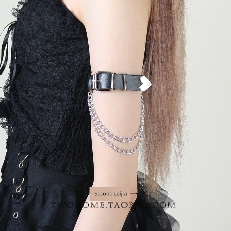 

Панк Готический Пряжка для ремня Нарукавник Регулируемая Металлическая Цепь на руку Черный Сексуальный Стильный Y2g Украшение на руку