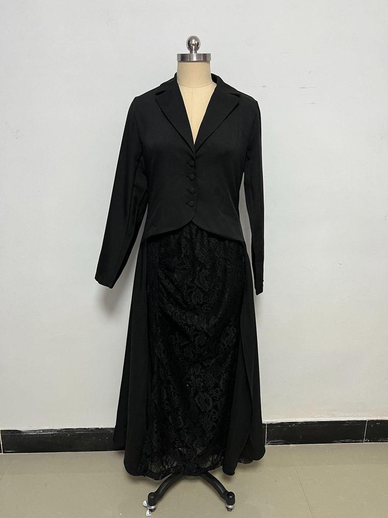 Elegant Lace Lapel Two-Piece Dress - Spring 2026 Collection
